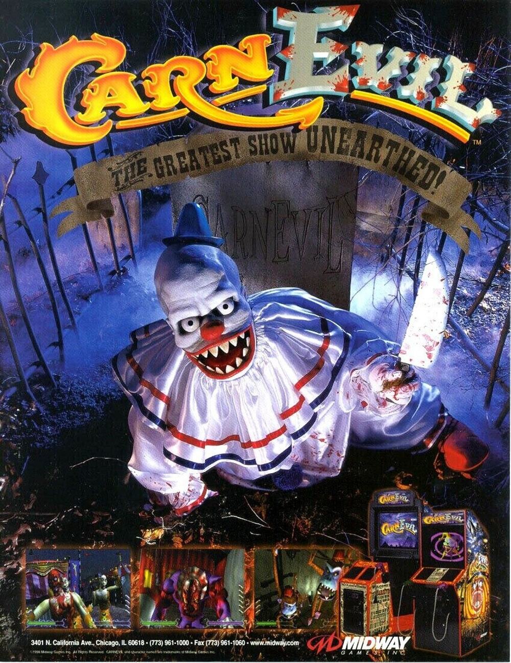 Carn Evil Arcade FLYER Original Video Game Art Killer Clown Horror It Carnival